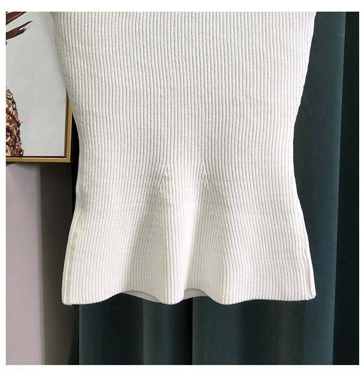 Sqaure collar sleeveless knitting pullover