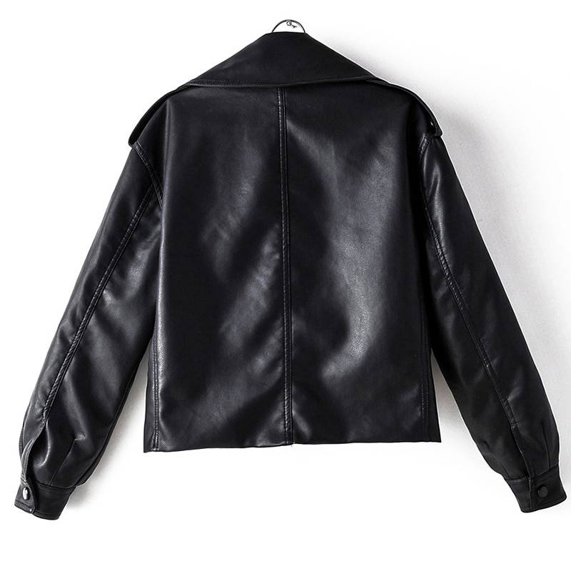 Motorcycle turndown collar loose leather jacket