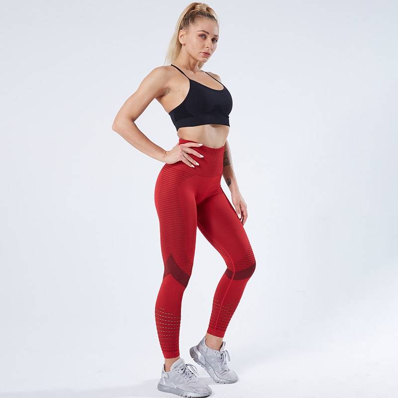 Fitness High Waist Push Up Patchwork Hollow Out Spandex Leggings in Pants
