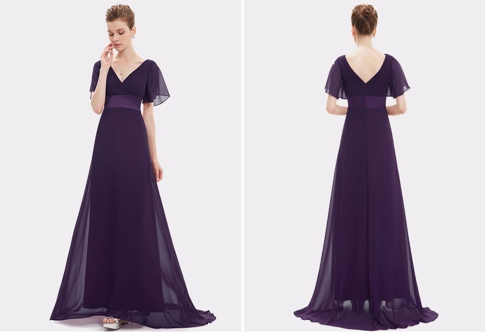 Glamorous double v-neck ruffles padded evening dress