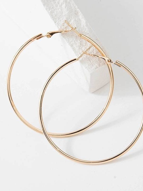 Big smooth circle hoop earrings