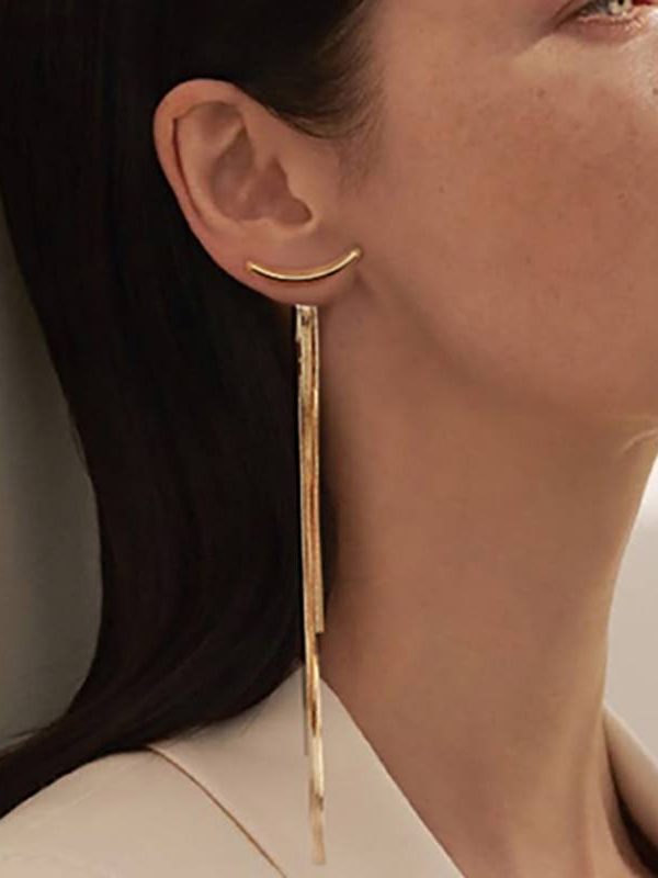 Vintage Gold Long Thread Tassel Drop Earrings in Earrings