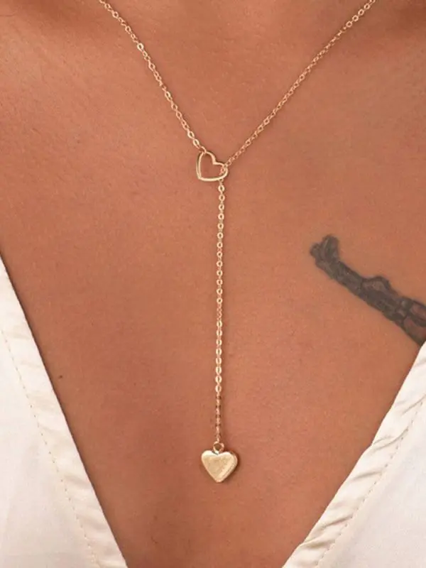 Copper heart chain link necklace