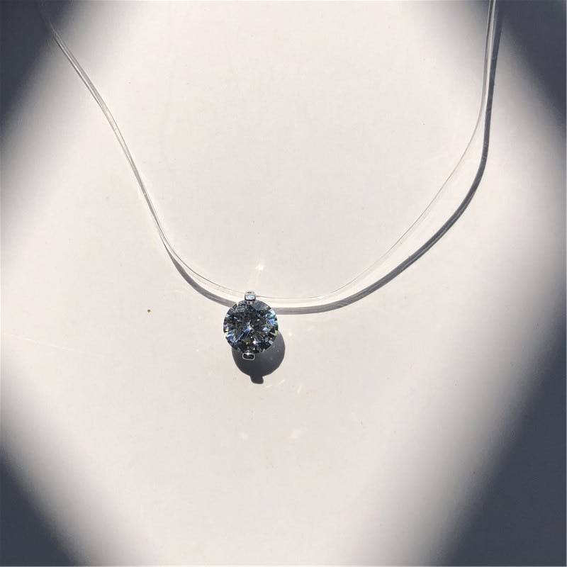 Pearl Crystal Zircon Transparent Fishing Line Necklace in Necklaces