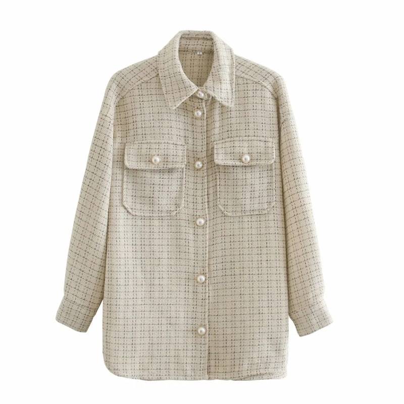 Vintage oversize plaid long shirt