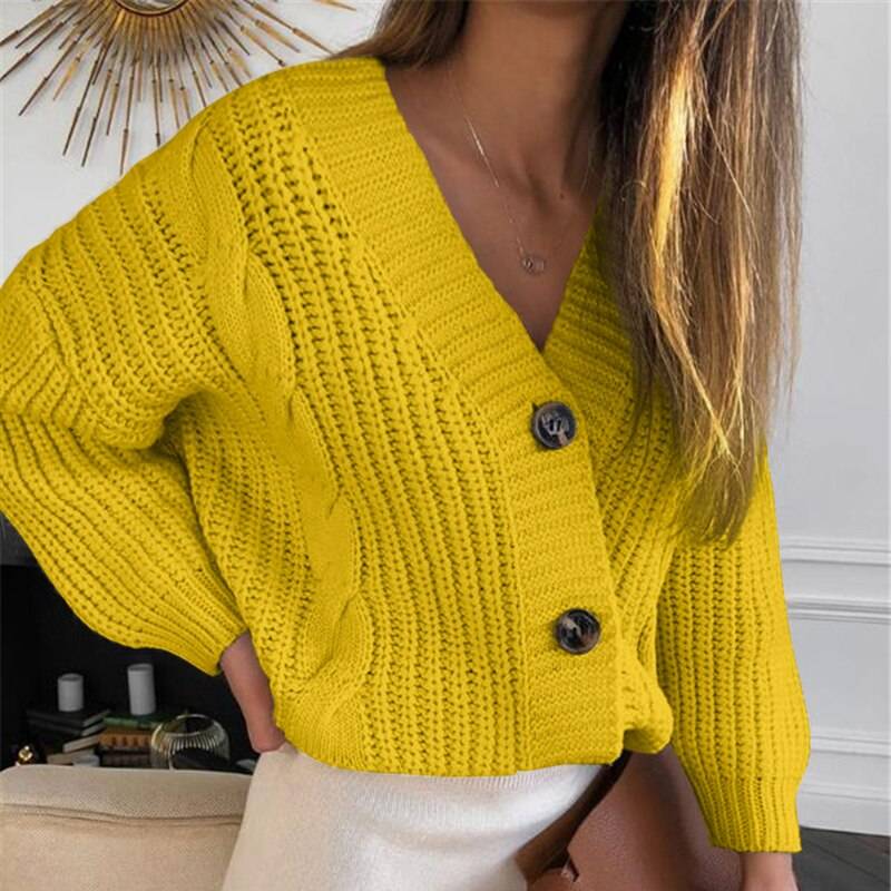 Long sleeve button knitted cardigan sweater