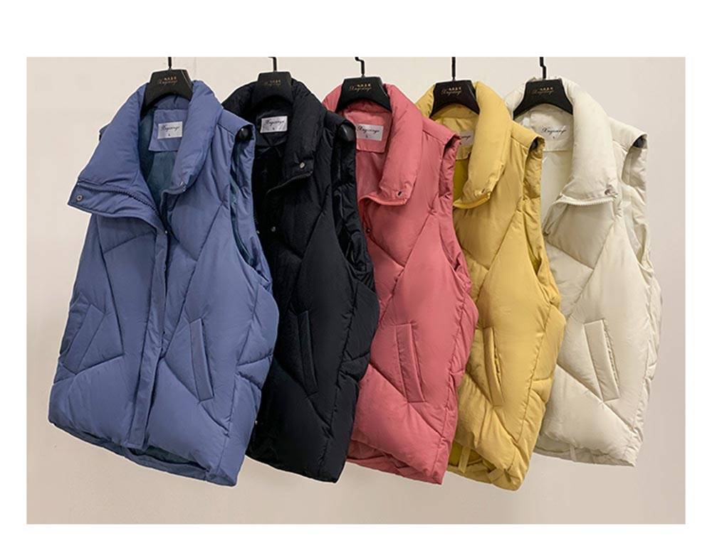 Stand collar cotton padded sleeveless jacket vest