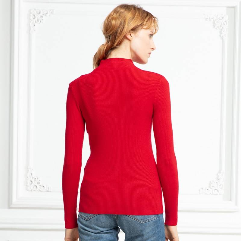 Turtleneck long sleeve slim-fit pullover sweater