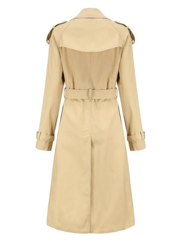 Classic double breasted cotton long trench coat