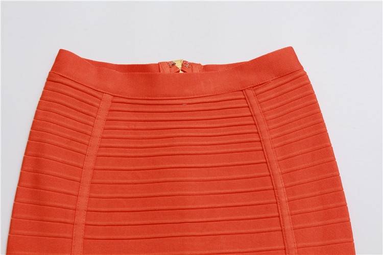 Black Red Blue Orange Zipper Bodycon Rayon Bandage Skirt in Skirts