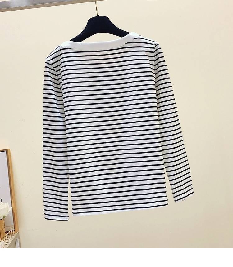 Casual Long Sleeve Basic Cotton T Shirt in T-shirts & Tops