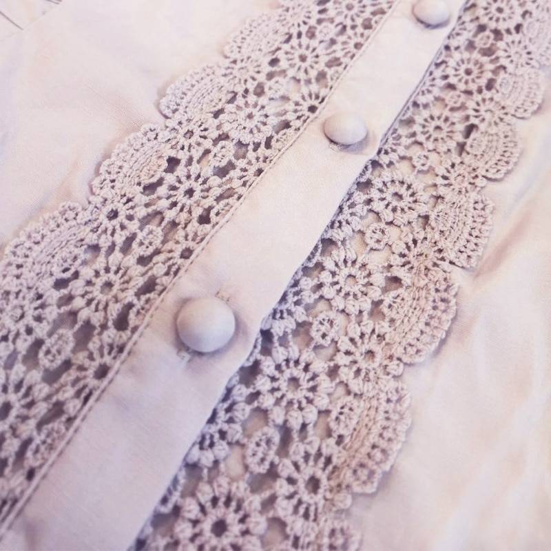 Vintage floral white hollow out lace long sleeve office blouse shirt