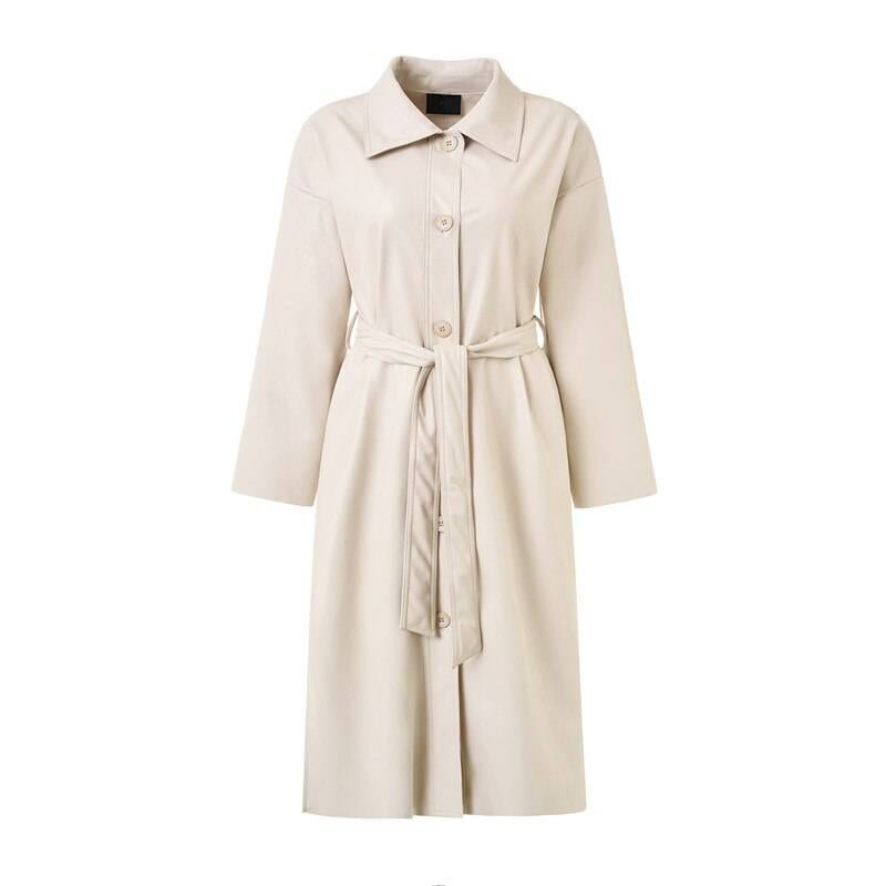 Loose Belt PU Leather Trench Coat Jacket in Coats & Jackets