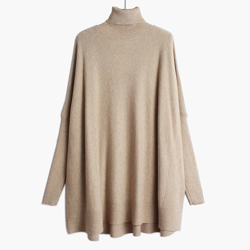 Loose fit turtleneck long sleeve knitting sweater pullover