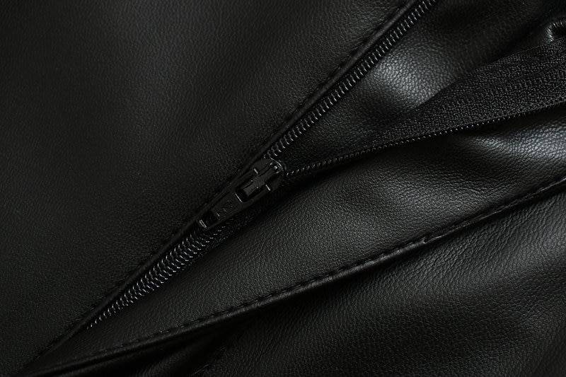 High waist black pu leather loose pencil pocket pants