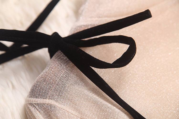 Elegant transparent lantern long sleeve top + dress set