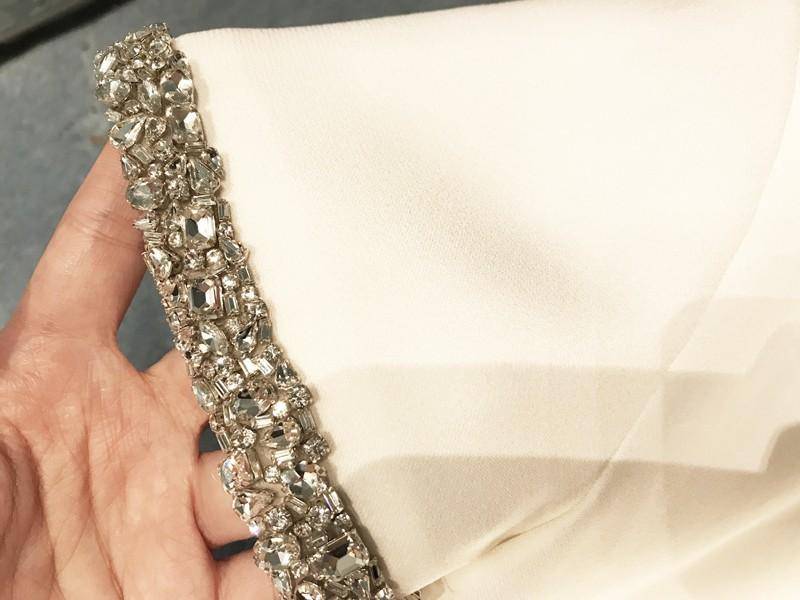 Luxury diamond elegant a-line beaded collar black white mini dress