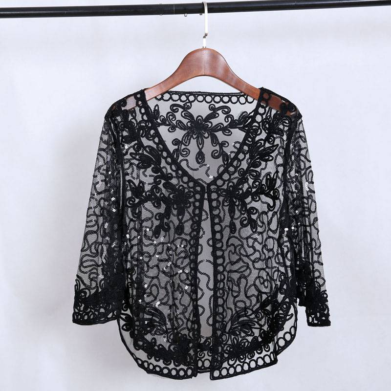 Embroidery Floral Crochet Hollow Out Jacket in Coats & Jackets