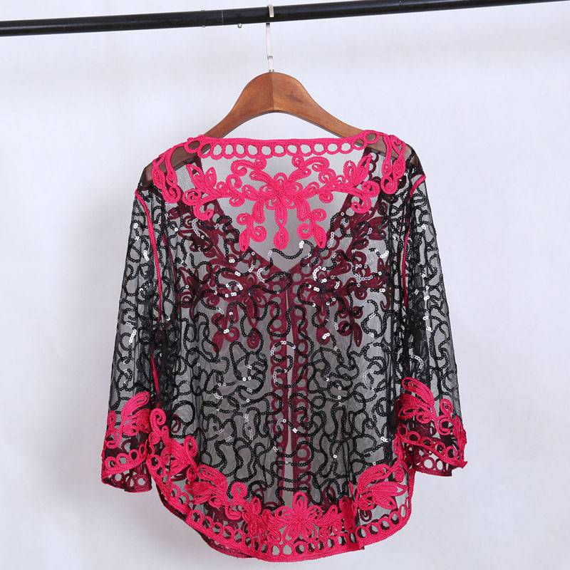 Embroidery Floral Crochet Hollow Out Jacket in Coats & Jackets