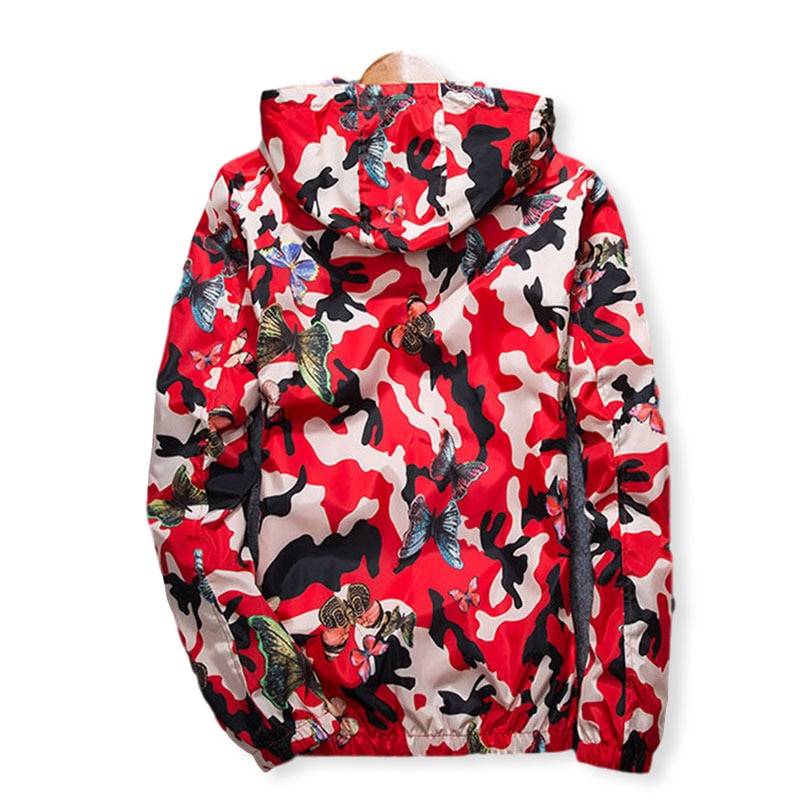Camouflage Butterfly Windbreaker Hooded Jacket in Coats & Jackets