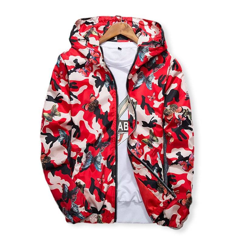 Camouflage Butterfly Windbreaker Hooded Jacket in Coats & Jackets