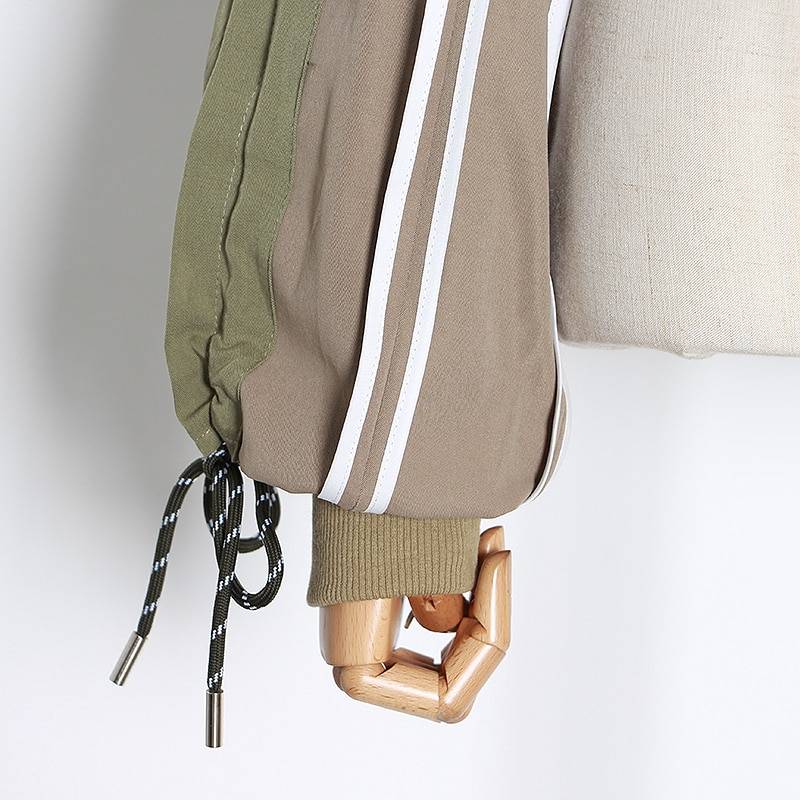 Patchwork Irregular Square Collar Lantern Long Sleeve Lace Up Jacket Coat in Coats & Jackets