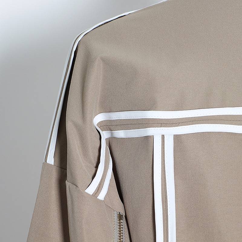 Patchwork Irregular Square Collar Lantern Long Sleeve Lace Up Jacket Coat in Coats & Jackets