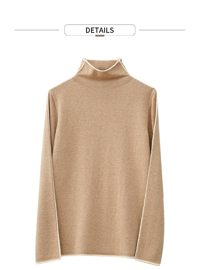 Elegant minimalism spliced turtleneck sweater