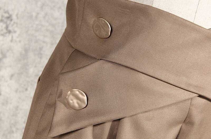 Irregular high waist lace up button straight pants