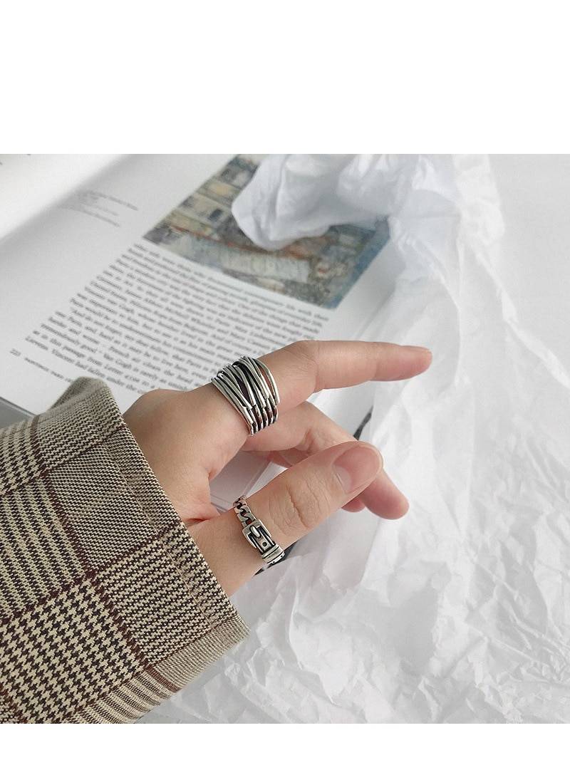 Silver multilayer line ring