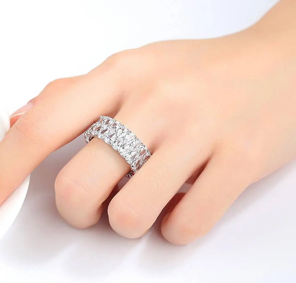 Silver crystal zircon stone ring vintage ring