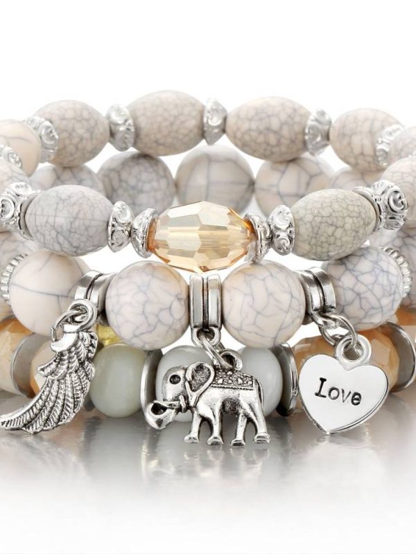 Boho stone beaded bracelet set