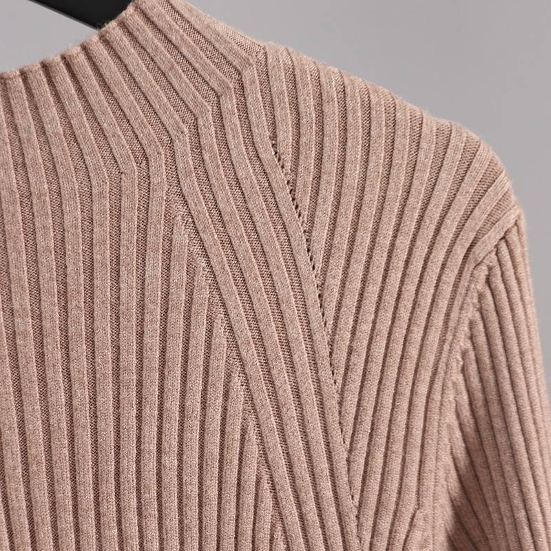 Chic A Line Ribbed Long Knit Sweater Dress in Dresses