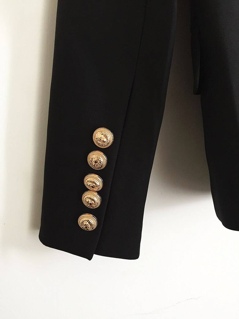 Double breasted metal lion buttons blazer jacket