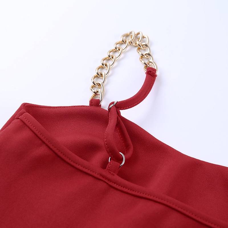 Chain Strap V Neck Bodycon Backless Dress in Dresses