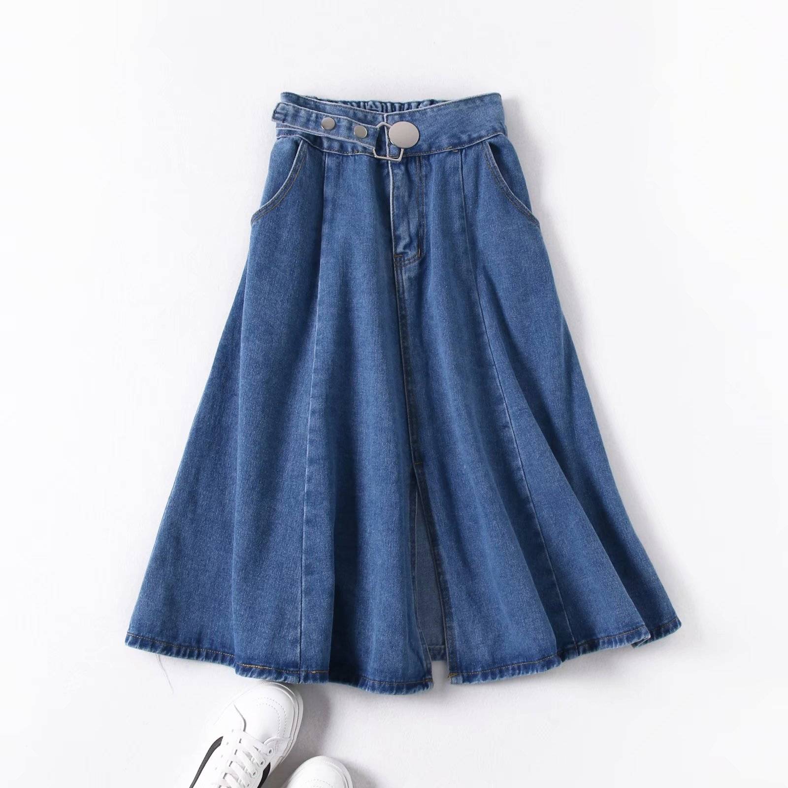 High waist a-line denim skirt