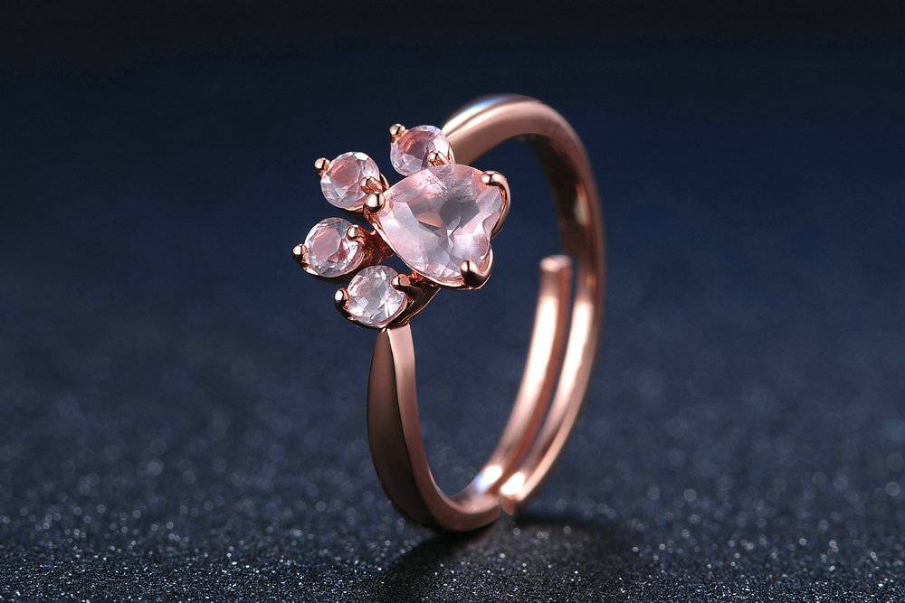 Pink Paw Rose Quartz Ring in Rings