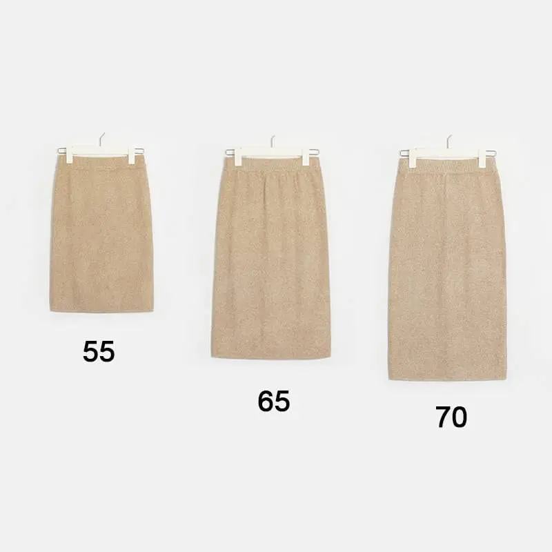 Knitted Straight High Waist Knee-Length Skirt in Skirts