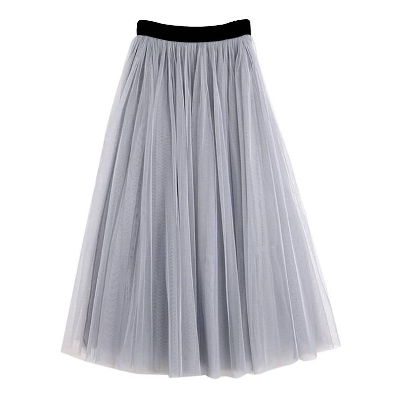 Elastic High Waist Mesh Midi Pleated Tulle Skirt | Uniqistic.com