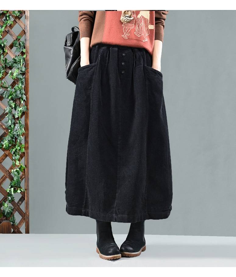 Vintage elastic waist a-line pleated skirt