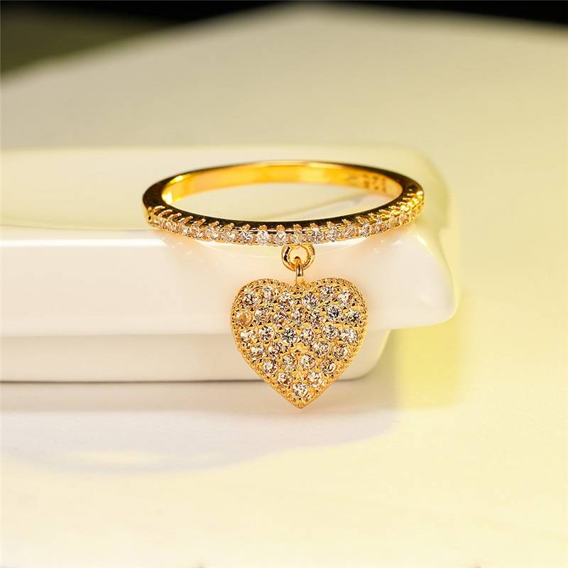Heart pendant white zircon ring