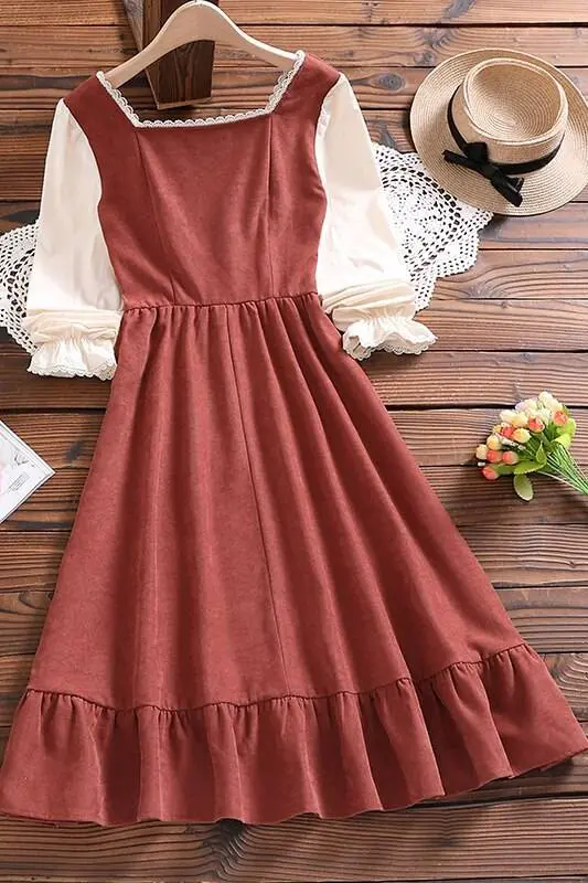 Bow long sleeve vintage dress