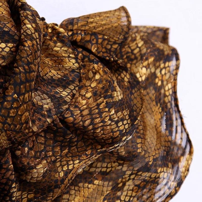 Snake Skin Print Cascading Ruffle Hem Mini Dress in Dresses
