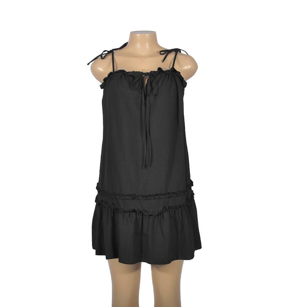 Drawstring sleeveless mini dress