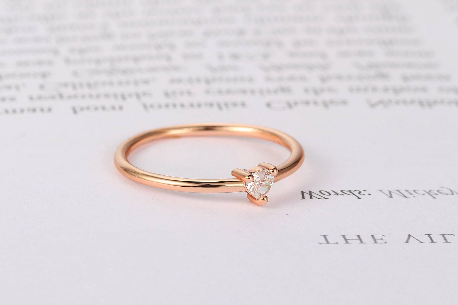 Little Heart Shaped Gold Color Zircon Ring | Uniqistic.com