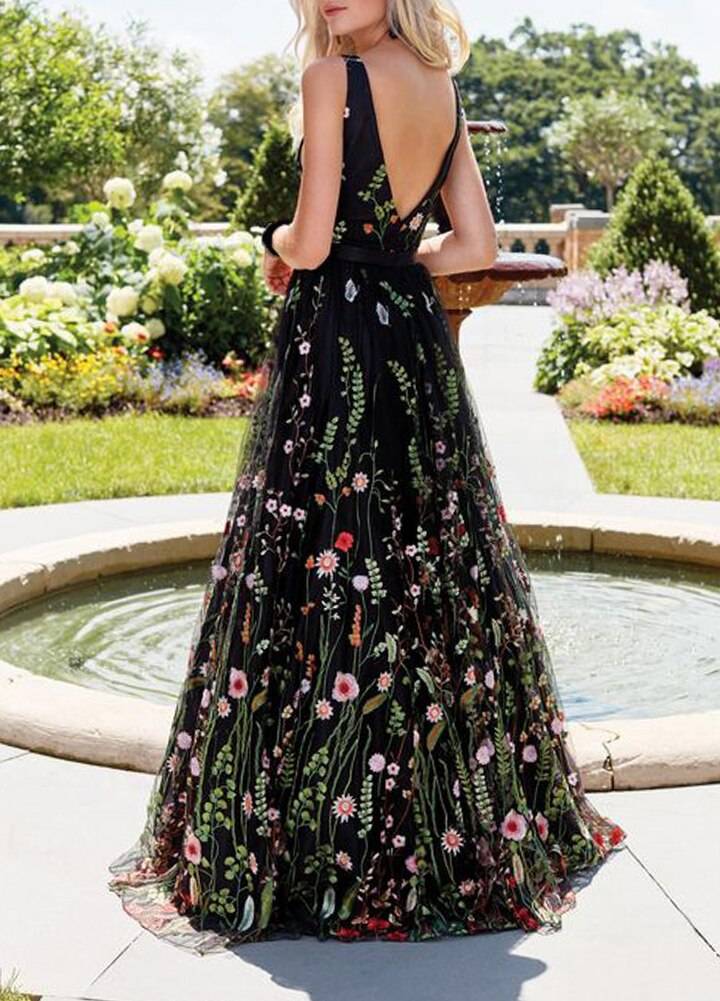 Elegant Romantic A-Line Flower Dress in Dresses