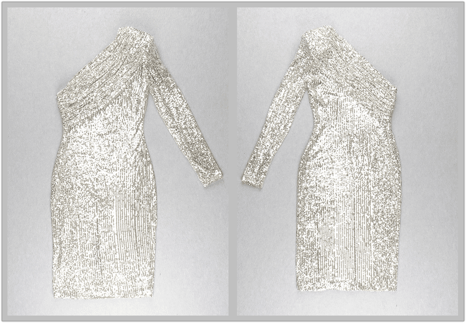 One Shoulder Sparkle Sequins Mesh Patchwork Dress in Dresses