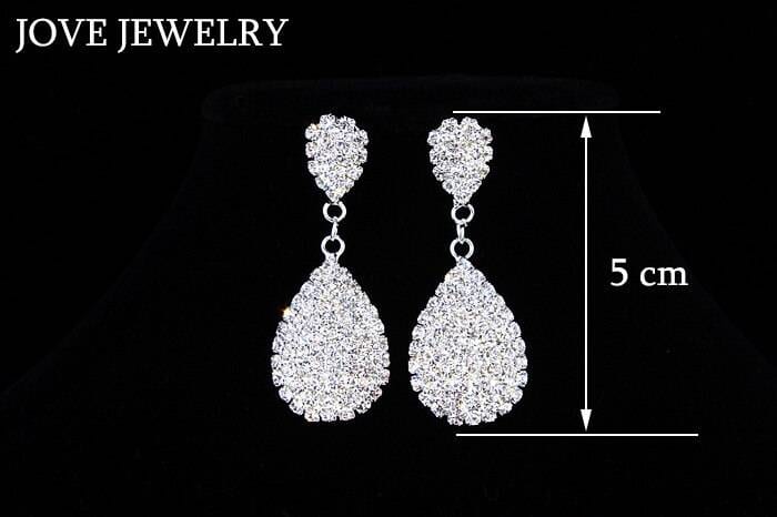 Classic elegant full clear rhinestone dangle earrings wedding jewelry