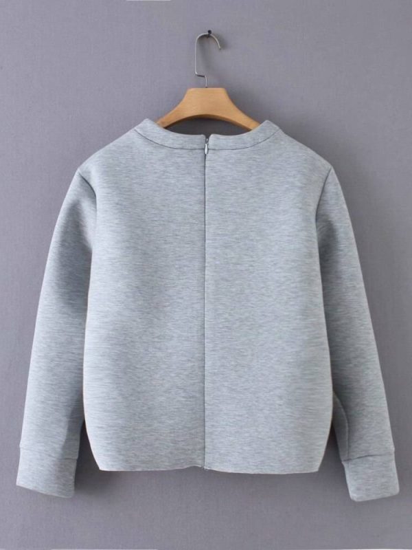 Gray Heart Deisgn Long Sleeve Cotton Sweatshirt in Hoodies & Sweatshirts
