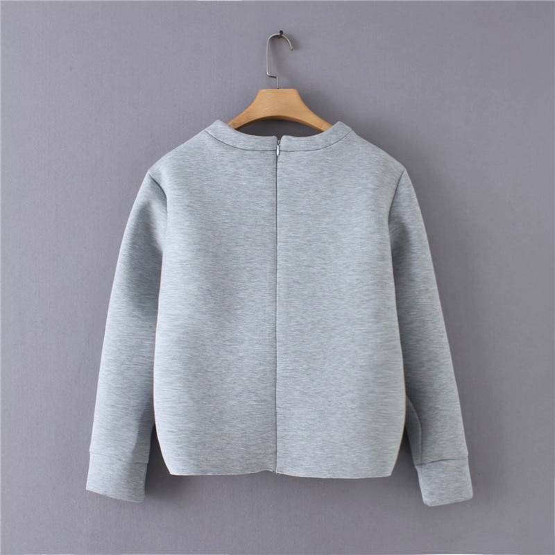 Gray heart deisgn long sleeve cotton sweatshirt